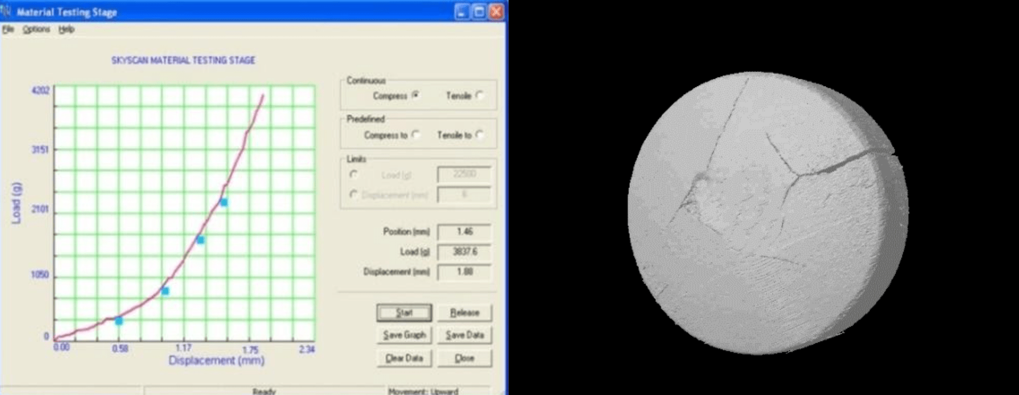 In-situ compression testing of pill